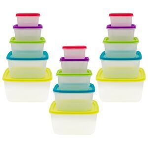 Smart Home Square Nesting Food Storage Containers with Lids, 30 PC Set